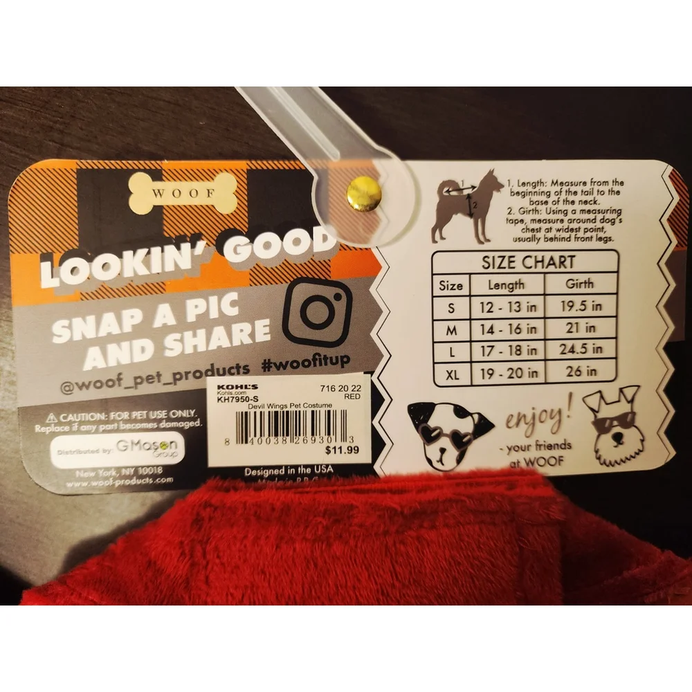 Woof Little Devil Wings - SMALL Dog - Halloween Costume